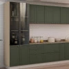 Módulo Paneleiro 208x70x56cm 4P Com Vidro Reflecta Cozinha Provence Robel Fendi/Salvia Matte