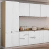 Módulo Paneleiro 208x70x56cm 4 Portas 100% MDF Cozinha Provence Robel Hanover/Branco Matte