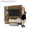 Painel Pequeno Para TV 50 Polegadas Dublin Lukaliam Canela/Off White