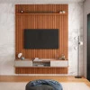 Painel Frisado 191x250cm Oslo Para TV 75 Bancada Atlas Lukaliam Jequitiba/Off White