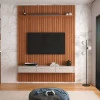Painel Frisado 191x250cm Oslo Para TV 75 Bancada Bali Lukaliam Jequitiba/Off White