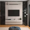Painel Frisado 191x250cm Oslo Para TV 75 Bancada Bali Lukaliam Off White