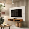 Painel Pequeno Para TV 43 Polegadas 120cm Fox EDN Off White/Cedro