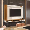 Painel Ripado Para TV 55 Polegadas Sala Quarto 180cm Aston EDN Off White/Cedro