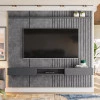 Painel Ripado 225cm Para TV 75 Polegadas Bless 2.3 Lukaliam Cimento Queimado