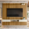 Painel Ripado 225cm Para TV 75 Polegadas Bless 2.3 Lukaliam Freijo/Off White