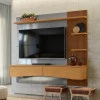 Painel Para TV 65 Polegadas 180cm Europa Lukaliam Cinza/Tauari Ripado 3D