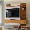Painel Para TV 65 Polegadas 180cm Europa Lukaliam Off White/Tauari Ripado 3D