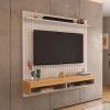 Painel Ripado Para TV 65 Polegadas 160cm Detroit Lukaliam Off White/Freijo