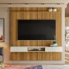 Painel Ripado 190cm Para TV 75 Polegadas Bless 1.9 Lukaliam Freijo/Off White