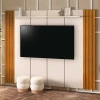 Painel Ripado Para TV 75 Polegadas 2.40m Veyron 2.4 EDN Off White/Cedro