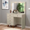 Penteadeira Camarim LED Com Banqueta Espelho 5 Gavetas 95cm Mel Patrimar Off White