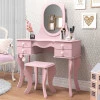 Penteadeira Com Banqueta Espelho 4 Gavetas Princesa Patrimar Rosa