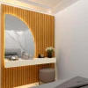 Aparador Penteadeira Ripada 185cm x 250cm Com Espelho e LED Gelius Nobre Naturale/Off White