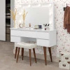 Penteadeira Camarim Com Banqueta 5 Gavetas 120cm Strass Patrimar Branco