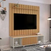 Rack Com Painel Ripado 180cm Para TV 75 Polegadas Brise 1.8 EDN Freijo/Fendi