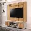 Rack Com Painel Ripado 218cm Para TV 75 Polegadas Brise 2.2 EDN Freijo/Fendi