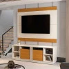Rack Com Painel Para TV 60 Polegadas 160cm Carrara Legacy EDN Off White/Cedro