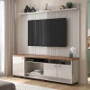 Rack com Painel Frisado 185cm Para TV 75 Dallas Lukaliam Off White/Jequitiba