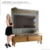 Rack Com Painel Para TV 65 Polegadas 1.6 Zacat EAX Móveis Cinza/Freijo
