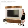 Rack Com Painel Para TV 70 Polegadas Sagary 1.8 EAX Móveis Off White/Tauari Ripado