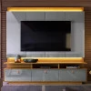 Rack com Painel Para TV 75 Polegadas 207cm Marrocos Lukaliam Tauari/Cinza Perolizado
