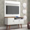 Rack com Painel Pequeno Para TV 32 Polegadas 90cm Yan Patrimar Branco/Cumaru