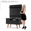 Rack com Painel Pequeno Para TV 32 Polegadas 90cm Yan Patrimar Preto