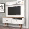Rack com Painel 137cm Para TV 46 Polegadas Topázio Patrimar Branco/Cumaru