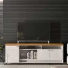 Rack Bancada Para TV 65 Polegadas Dallas 1.8 Lukaliam Off White/Tauari