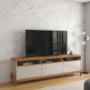 Rack Bancada Sala 214cm Para TV 75 Polegadas Elegance 2.14 Lukaliam Off White/Jequitiba