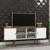 Rack Retrô Para TV 65 Polegadas 160cm Estrela Patrimar Branco/Cumaru
