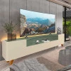 Rack Para TV Até 85 Polegadas Com LED 230cm Pés Madeira Infinity Gelius Off White/Verde Floresta