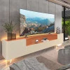 Rack Para TV Até 85 Polegadas Com LED 230cm Pés de Vidro Infinity Gelius Off White/Terracota