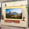 Rack Infinity Pés Madeira Com Painel Ripado Nobre TV 85 Pol 230x250 Gelius Off White/Terracota