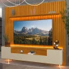 Rack Infinity Pés Vidro Com Painel Ripado Nobre TV 85 Pol 230x250 Gelius Naturale/Off White