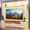 Rack Infinity Pés Vidro Com Painel Ripado Nobre TV 85 Pol 230x250 Gelius Off White/Terracota
