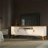 Rack Retro 180cm Para Sala TV 75 Polegadas Soggiorno EAX Móveis Off White/Cedro