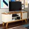 Rack Para TV Sala 65 Polegadas 160cm Prism 1.6 Patrimar Off White/Cumaru