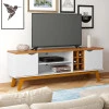 Rack Para TV Sala 75 Polegadas 180cm Prism 1.8 Patrimar Branco/Cumaru