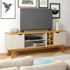 Rack Para TV Sala 75 Polegadas 180cm Prism 1.8 Patrimar Off White/Cinamomo
