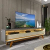 Rack Com LED Pra TV 75 Polegadas 212cm Requinte Pés Madeira Gelius Cinza/Off White