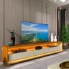 Rack Com LED Pra TV 75 Polegadas 212cm Requinte Rodízios Gelius Naturale/Off White