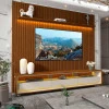 Rack Requinte Pés Rodízios com Painel Ripado Nobre 230cm LED TV 85 Polegadas Gelius Castanho/Off White