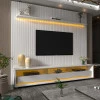 Rack Requinte Pés Rodízios com Painel Ripado Nobre 230cm LED TV 85 Polegadas Gelius Branco