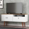 Rack Retrô Para TV 46 Polegadas 137cm Topázio Patrimar Branco/Cumaru