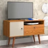 Rack Pequeno Retrô TV 32 Polegadas 90cm Yan Patrimar Cumaru/Off White