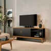 Rack Sala Estar 160cm TV 60 Polegadas Gara EAX Móveis Preto/Cedro