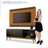 Rack Com Painel 160cm Para TV 60 Polegadas Gara EAX Móveis Preto/Cedro