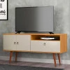 Rack Retrô Para TV 46 Polegadas 137cm Topázio Patrimar Cinamomo/Off White